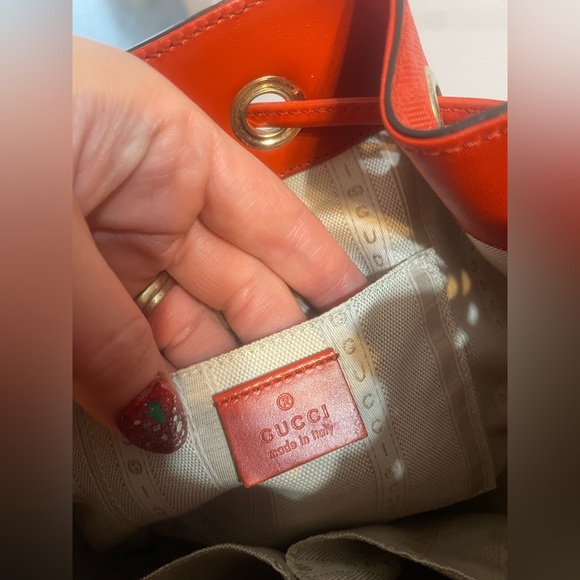 New tags Gucci Bright Diamante leather medium bucket bag red high end designer - Picture 9 of 17